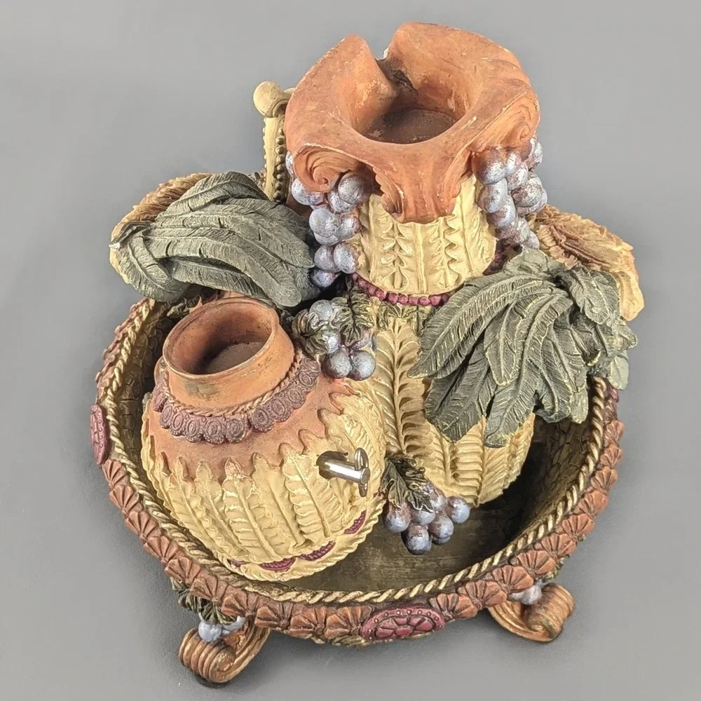 Rustic Harvest Pitcher Rooster Musical Tabletop Water Fountain Resin Decor